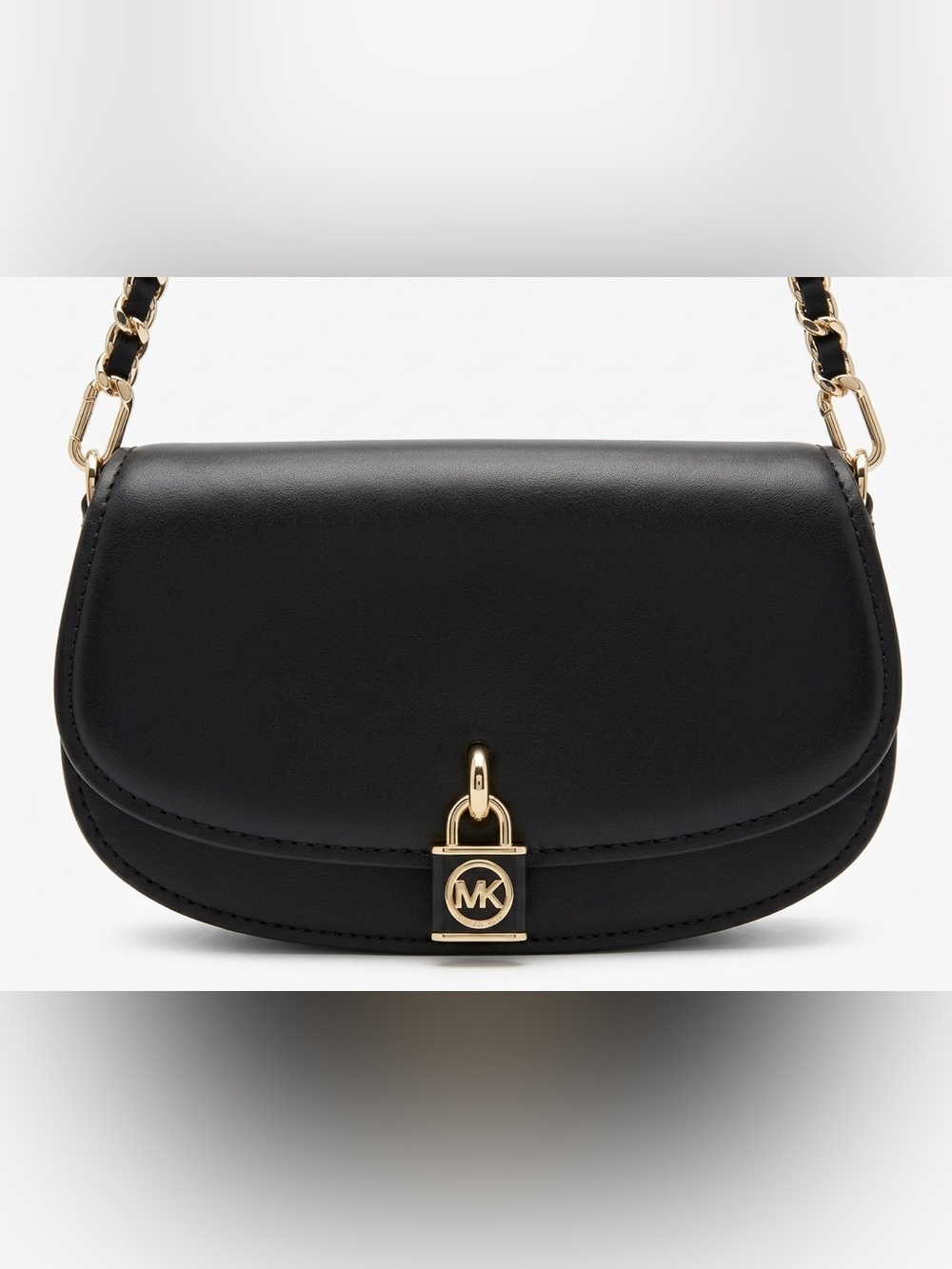 Michael Kors Black Leather Mila Small Chain Sling Messenger Purse / Like New